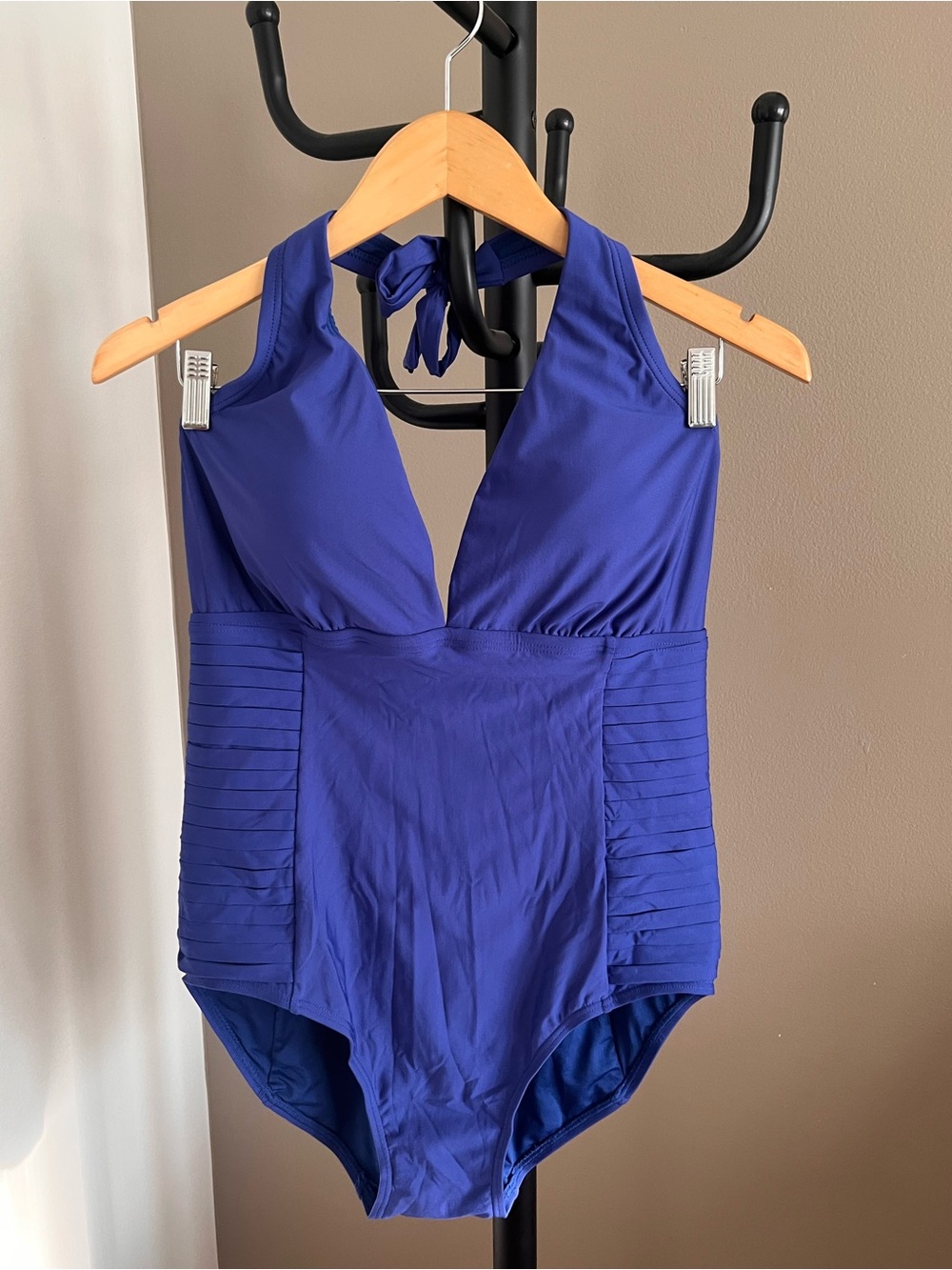U.S. Size 14 (L) - Calvin Klein Royal Blue Halter One-Piece Swimsuit